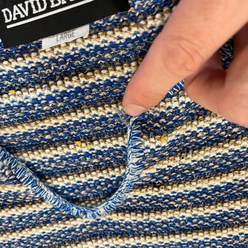 1980s knit L blouse by David Brett, vintage USA-made long sleeve striped shirt - Picture 6 of 7